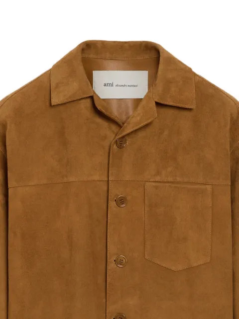 AMI Paris suede-finish button-up jacket