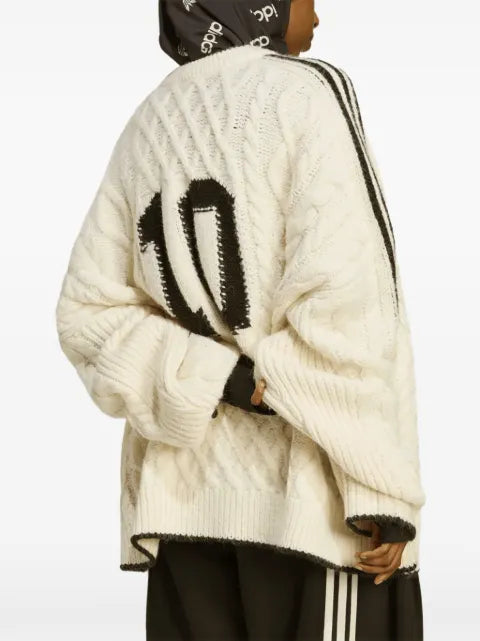 adidas cable-knit side-stripe sweater