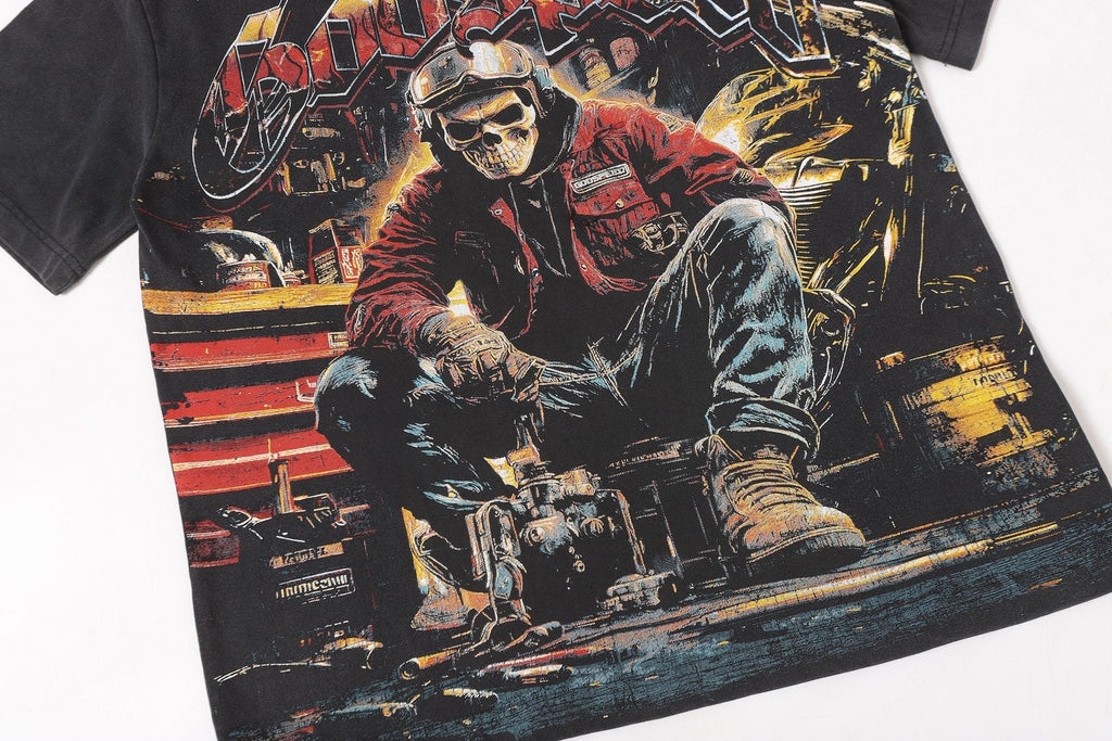 Godspeed Biker Workshop Graphic T-Shirt